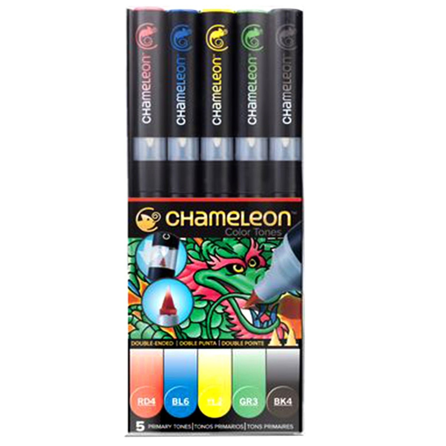 ROTULADORES CHAMELEON DOBLE PUNTA TONOS PRIMARIOS X 5 ECHCT0502