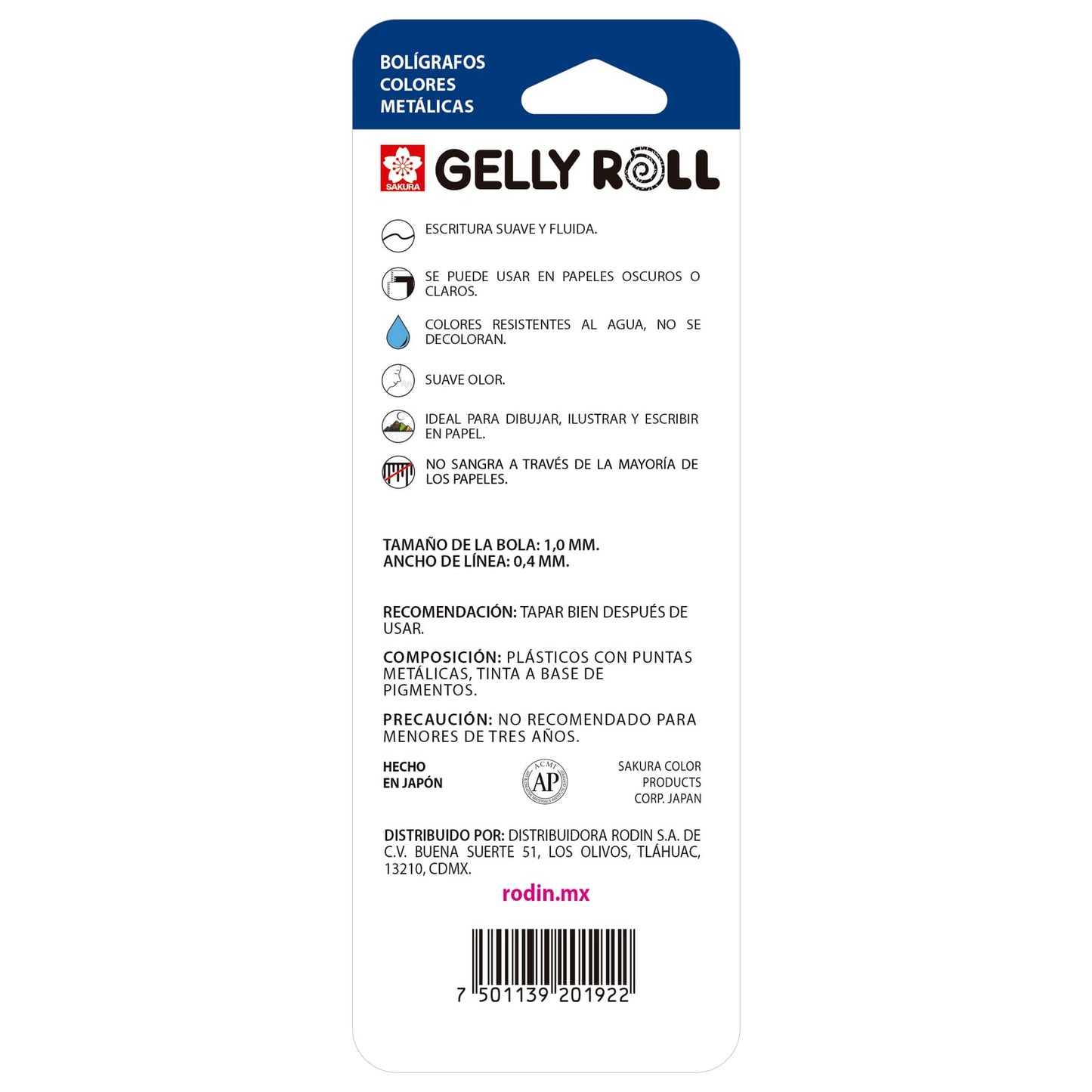 BOLIGRAFO SAKURA GELLY ROLL BLISTER X 3 PIEZAS METALLIC 28922