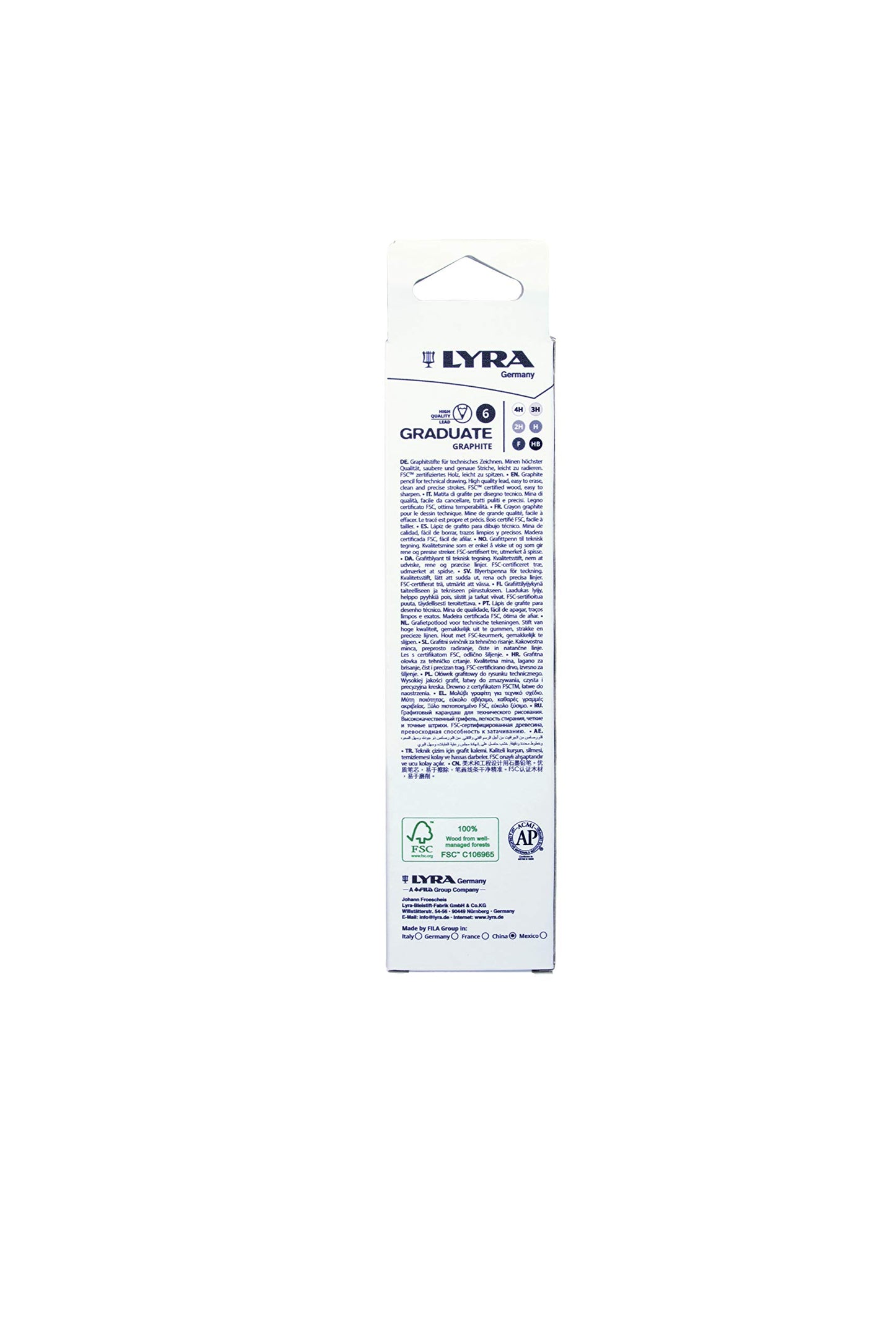 LAPICES LYRA GRADUATE GRAFITO X 6 (4H,3H,2H,H,F,HB) 76088