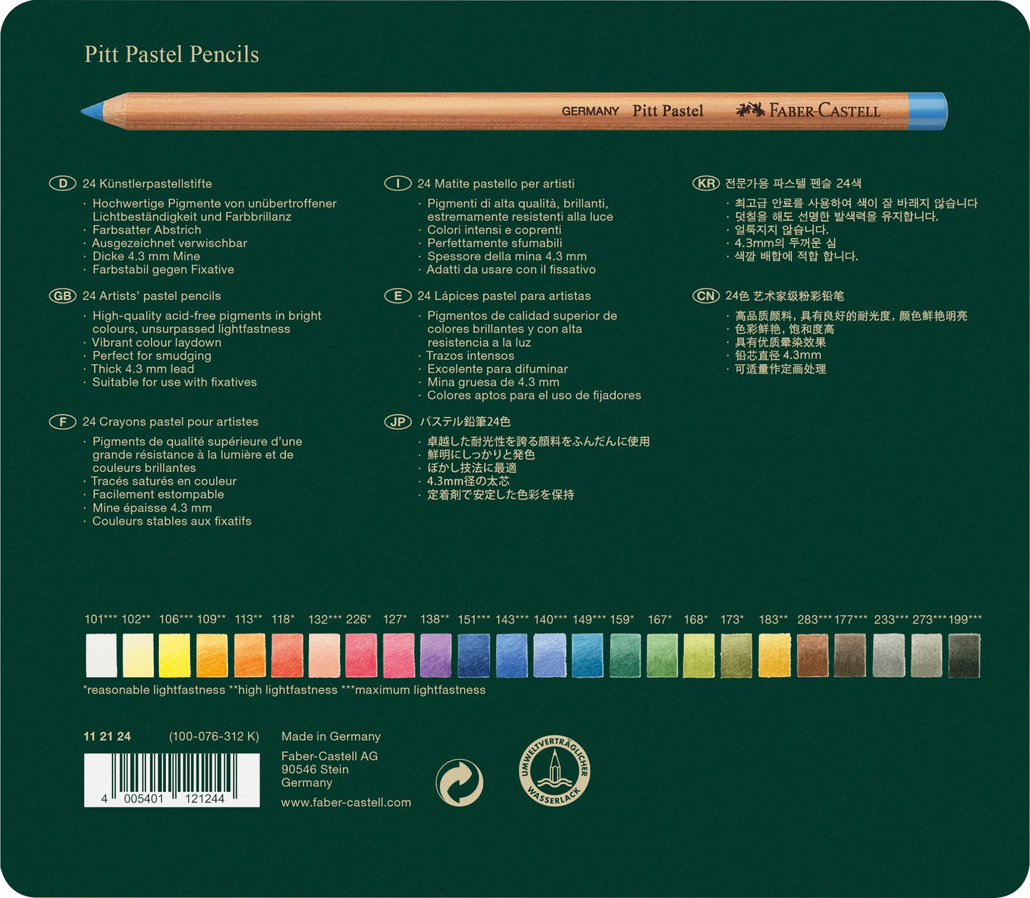 Lapiz Colores FC Pitt Pastel x 24 112124