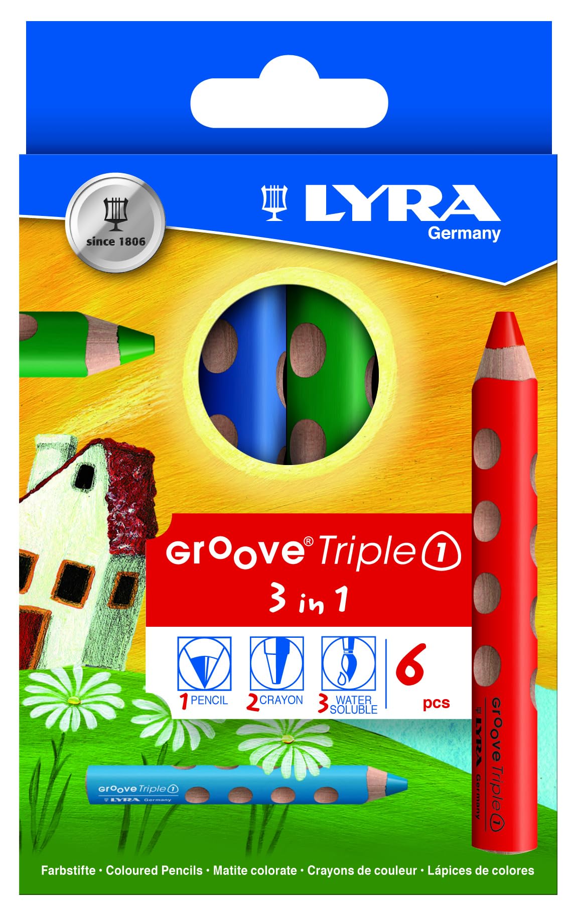 LAPICES DE COLOR LYRA GROOVE 3 EN 1 X 6 56454