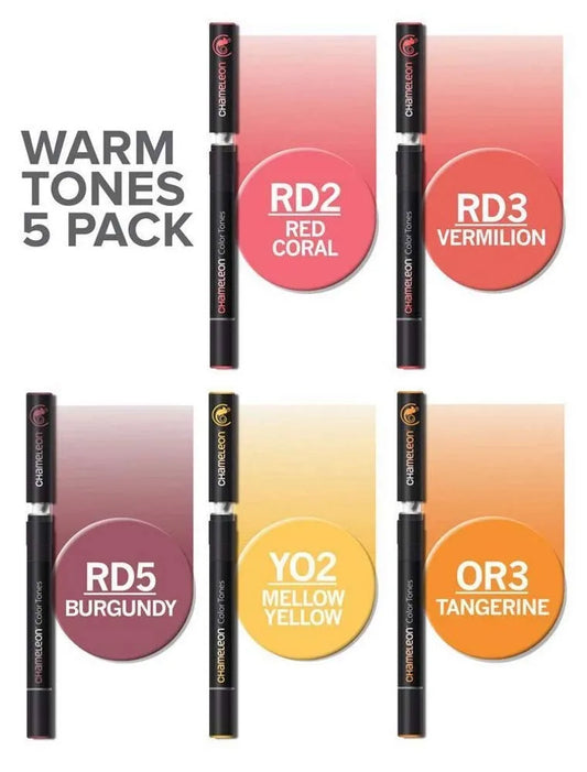 ROTULADORES CHAMELEON DOBLE PUNTA TONOS CALIDOS X 5 PZ ECHCT0511