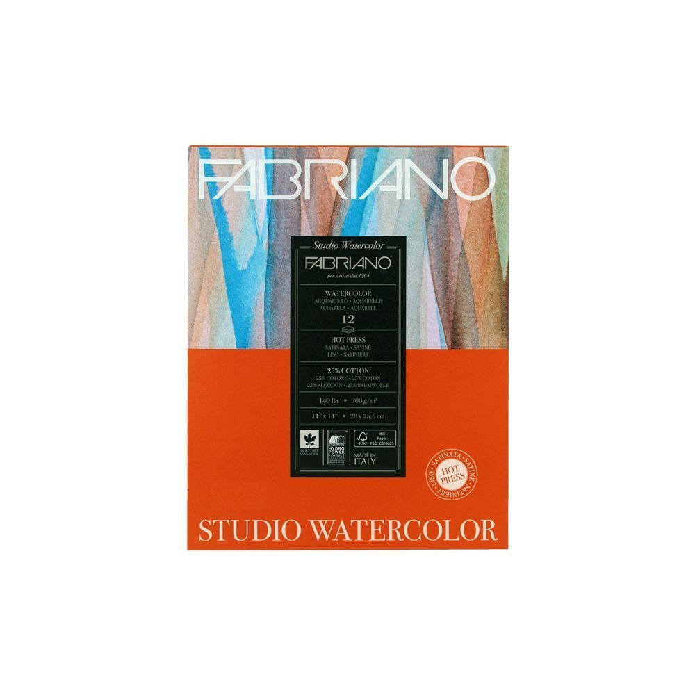 BLOCK FABRIANO WATERCOLOUR HOT PRESSED 12H 28X35.6CM G300 558042