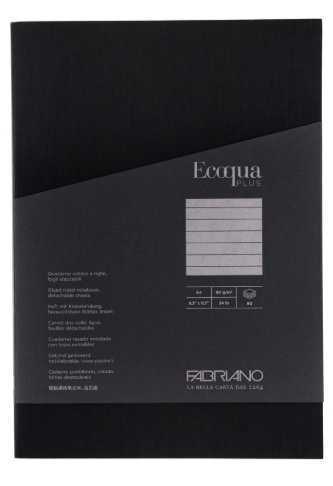 BLOCK FABRIANO ECOQUA PLUS GLUED A4 LINES NERO 90HJS 90G 561508