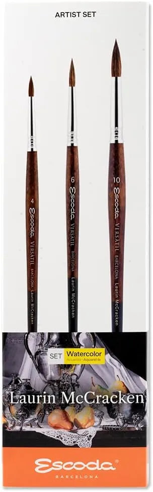 PINCELES ESCODA SINTETICOS ACUARELA S8620 SET C3 (R #4 #6 #10) LAURIN MCCRACKEN 31228