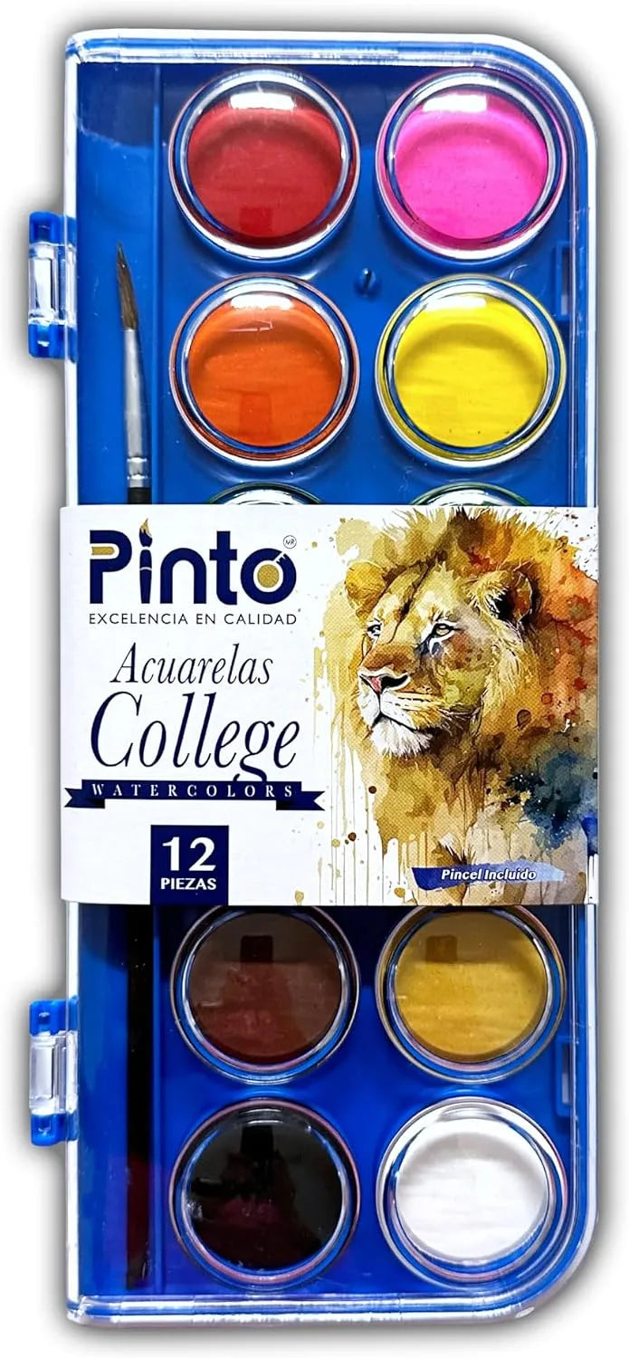 ACUARELAS EN PASTILLA PINTO COLLEGE + PINCEL C12 374612