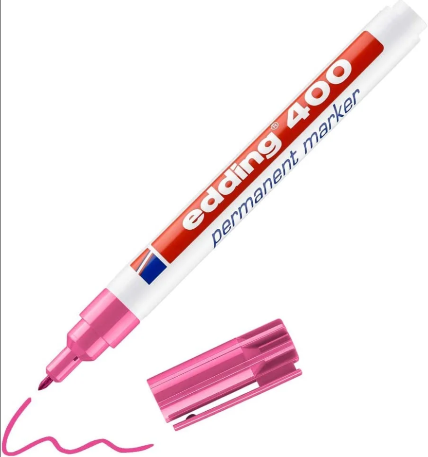 MARCADOR EDDING E400 PERMANENTE RECARGABLE P. FINA 1MM CAJA ROSA 61-E-400-09