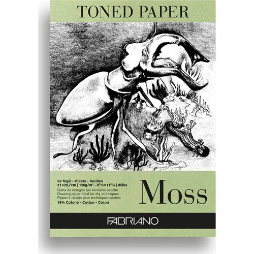 BLOCK FABRIANO TONED PAPER MOSS 50H 21X29.7 G120 559512