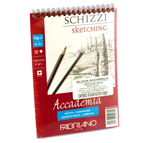 BLOCK FABRIANO ACADEMIA SHIZZI SKETCHING ESPIRAL 50H 14X21CM G120 558423