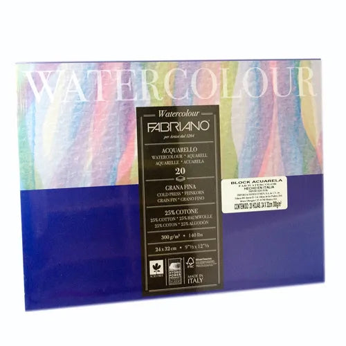 BLOCK FABRIANO WATERCOLOUR ESPIRAL COLD PRESSED 12H 24X32CM G300 558022