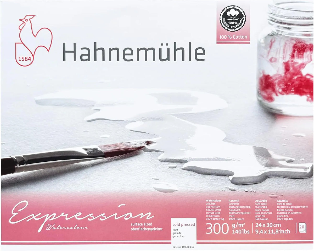 BLOCK HAHNEMÜHLE ACUARELA EXPRESSION FINO 24X30CM 20HJ 290GMS DIN 23632