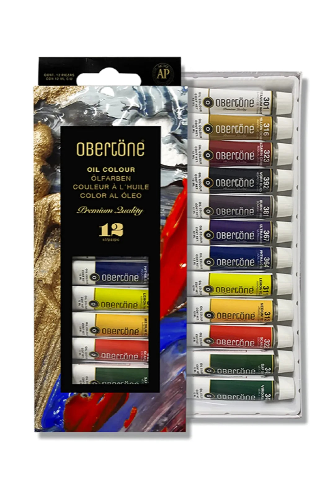 PINTURA AL OLEO 12mL OBERTÖNE PREMIUM QUALITY SET C/12 TUBOS 972212