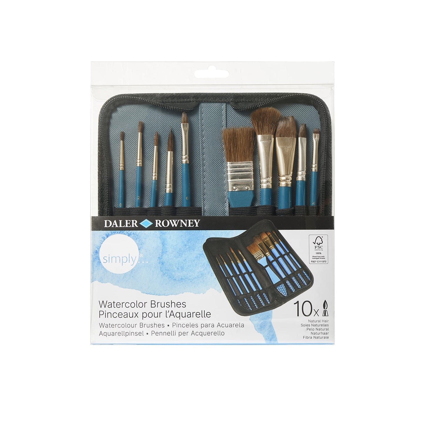 PINCELES NATURAL & SINTHETIC ZIP CASE C/10 DALER & ROWNEY 68426