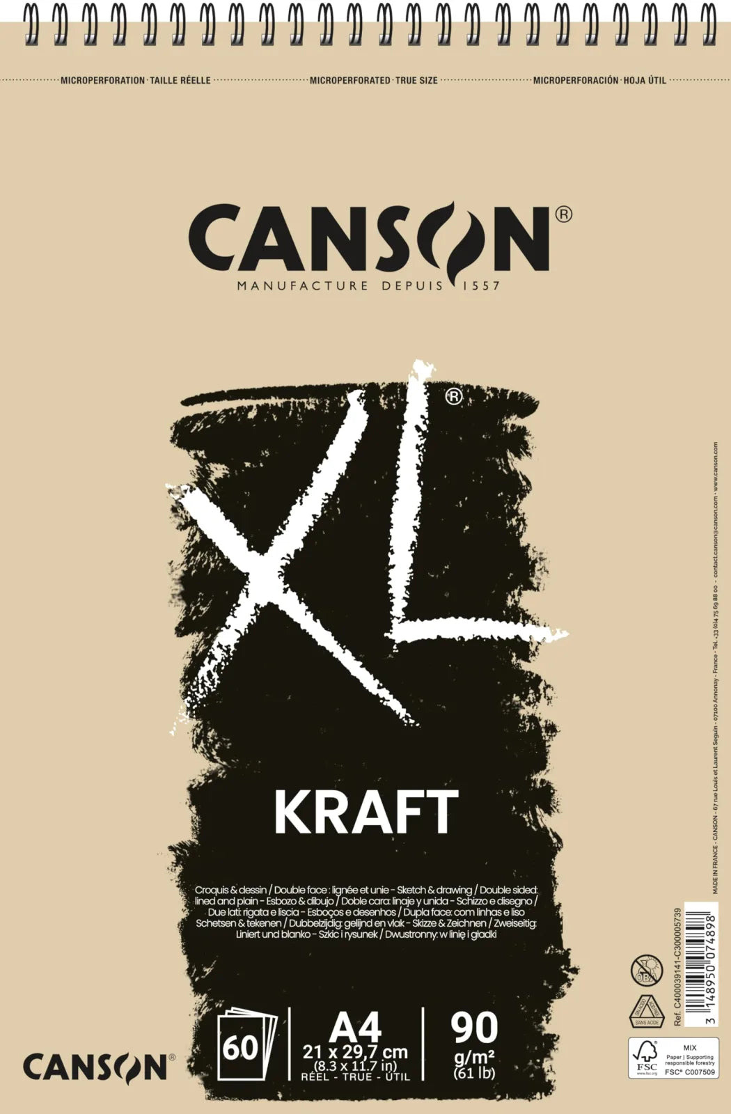 ALBUN CANSON XL KRAFT A4 21 X 29.7 60HJ 90G 62759