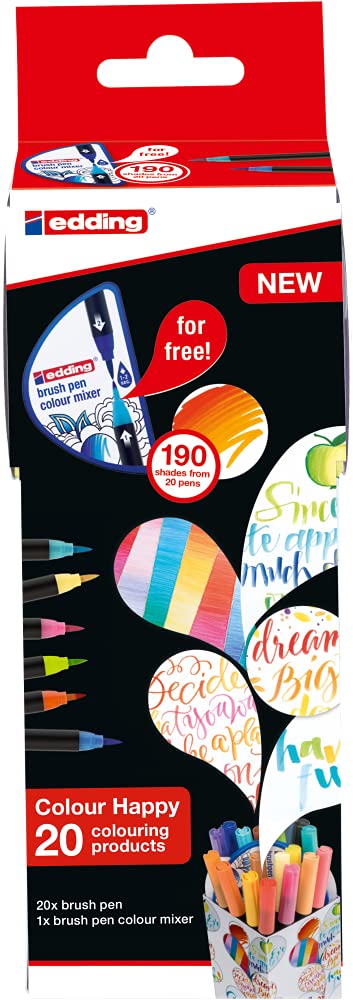 ROTULADOR EDDING BRUSHPEN P.PINCEL FLEX 1 MEZCLADOR BOX HAPPY C20 61-E-HAPPY-20