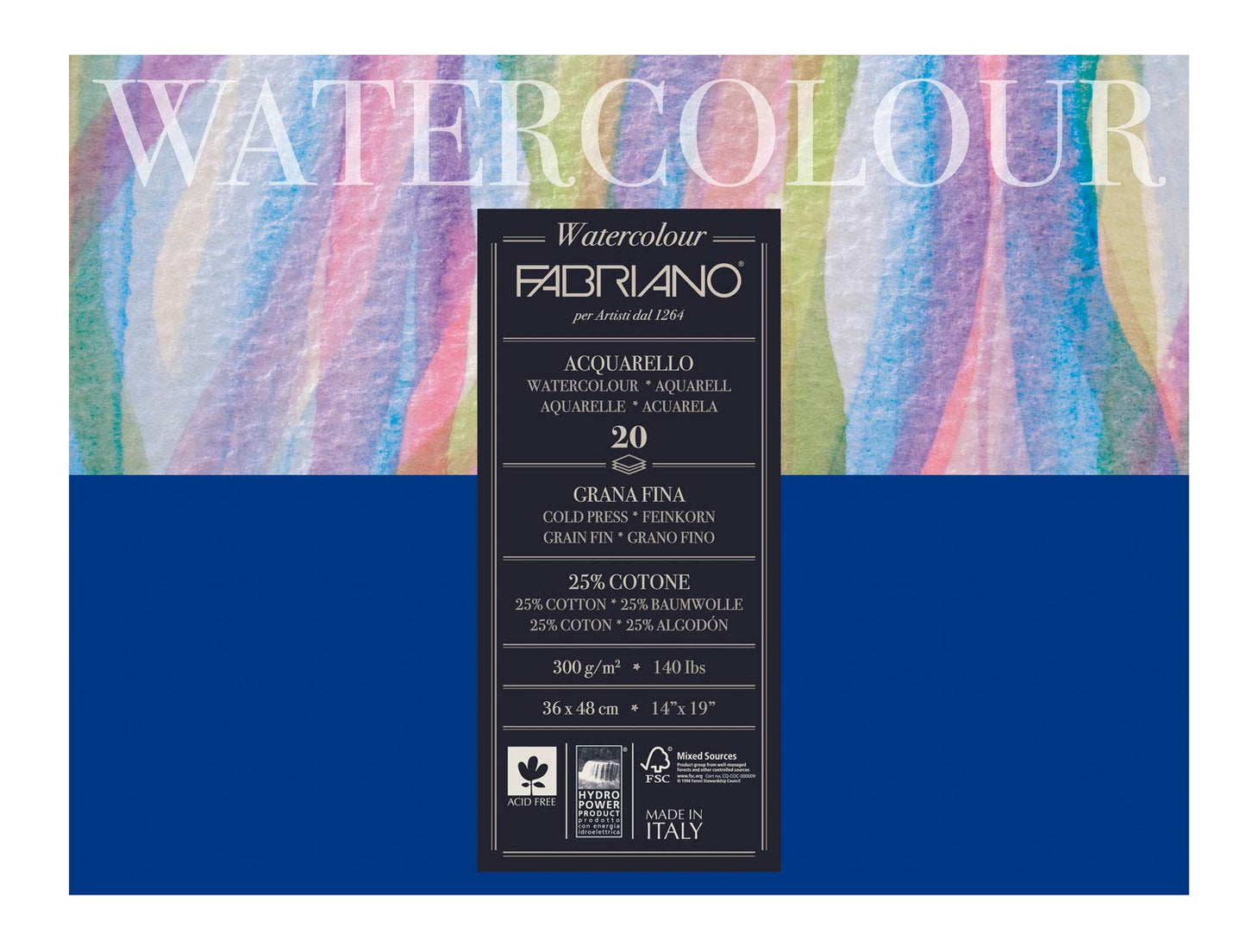 BLOCK FABRIANO WATERCOLOUR STUDIO CP 20H 36X48CM G300 558748