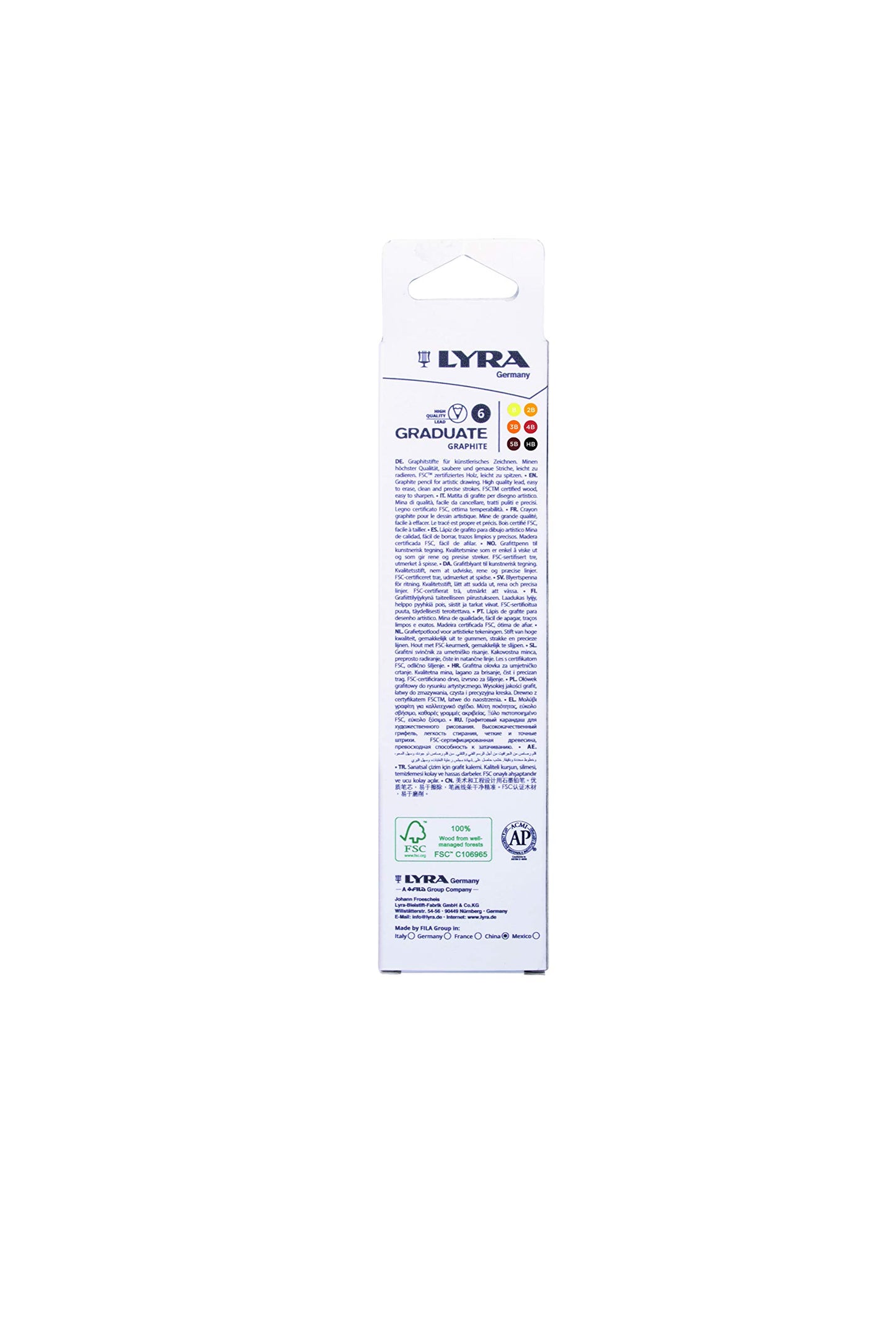 LAPICES LYRA GRADUATE GRAFITO X 6 (B,2B,3B,4B,5B,HB) PARA DIBUJO Y BOCETOS 76089