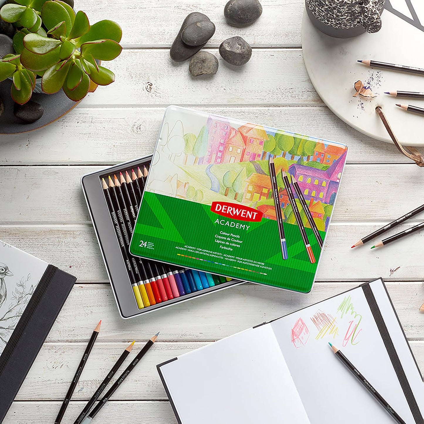 LAPICES DE COLORES DERWENT ACADEMY CAJA METALICA X24 23648