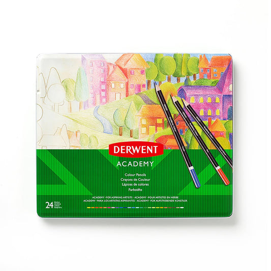 LAPICES DE COLORES DERWENT ACADEMY CAJA METALICA X24 23648