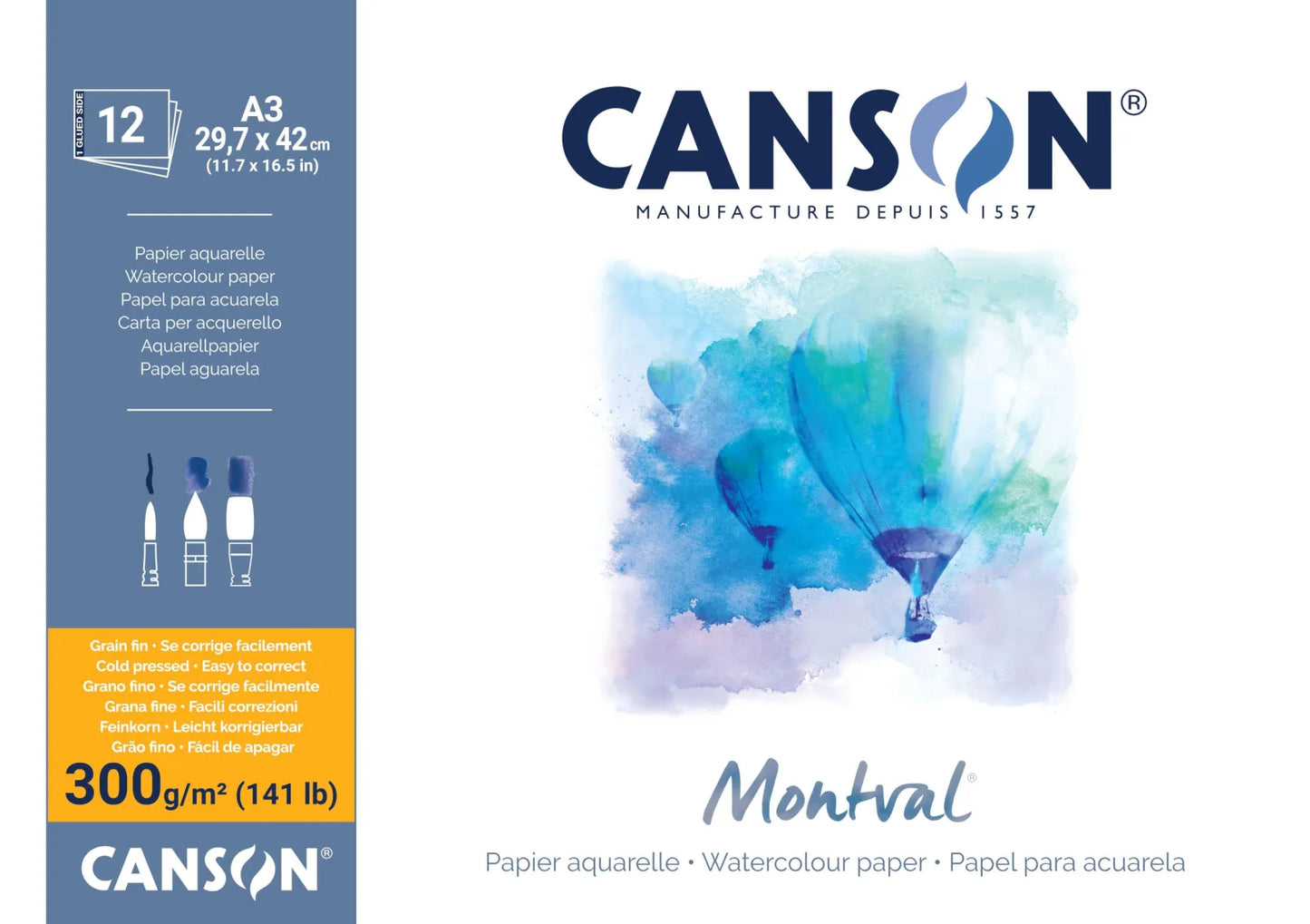 BLOCK CANSON MONTVAL ACUARELA 29.7X42CM 300G 12H GF 62384