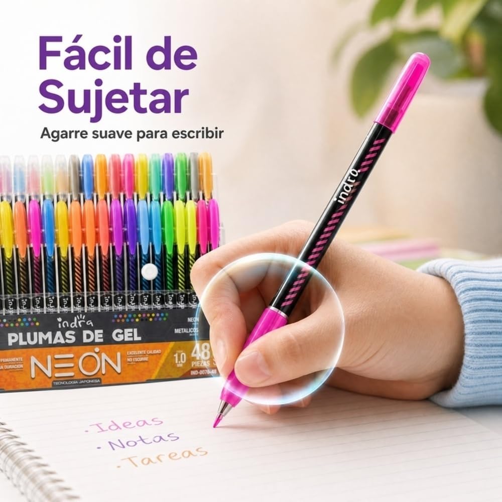 PLUMAS DE GEL PUNTA 1MM X 48 IND-0076