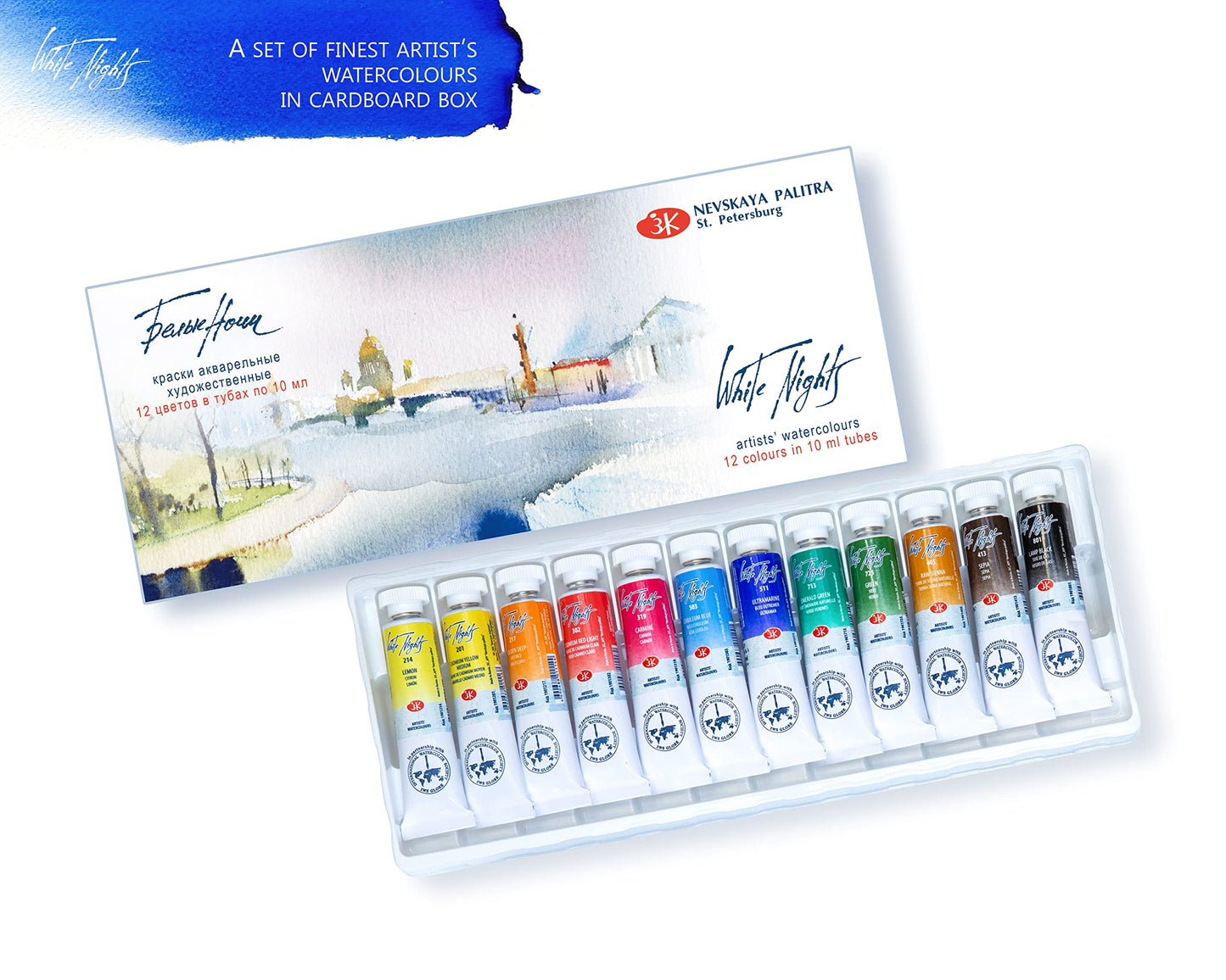 ACUARELAS WHITE NIGHT 12 TUBOS DE 10 ML EN CAJA DE CARTÓN 350010