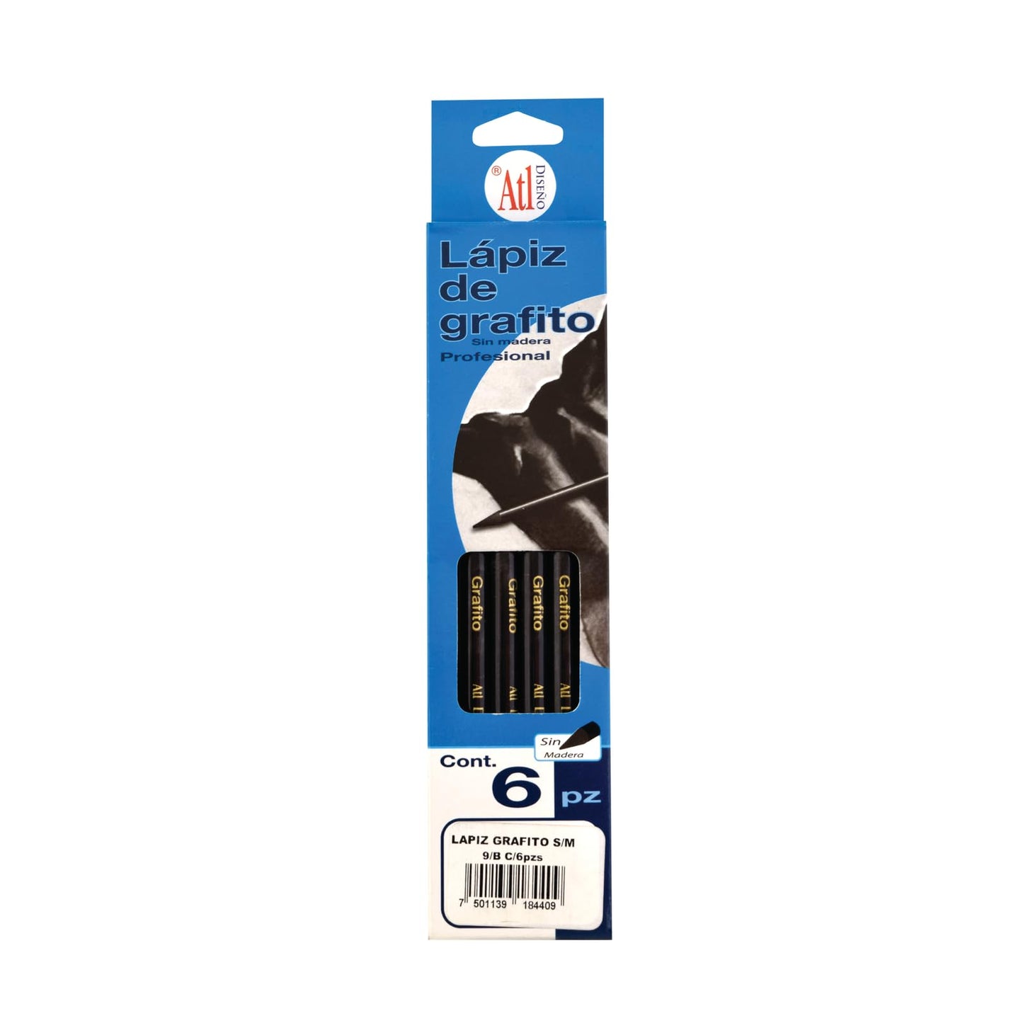 LAPIZ GRAFITO ATL SIN MADERA X6 9B 19628