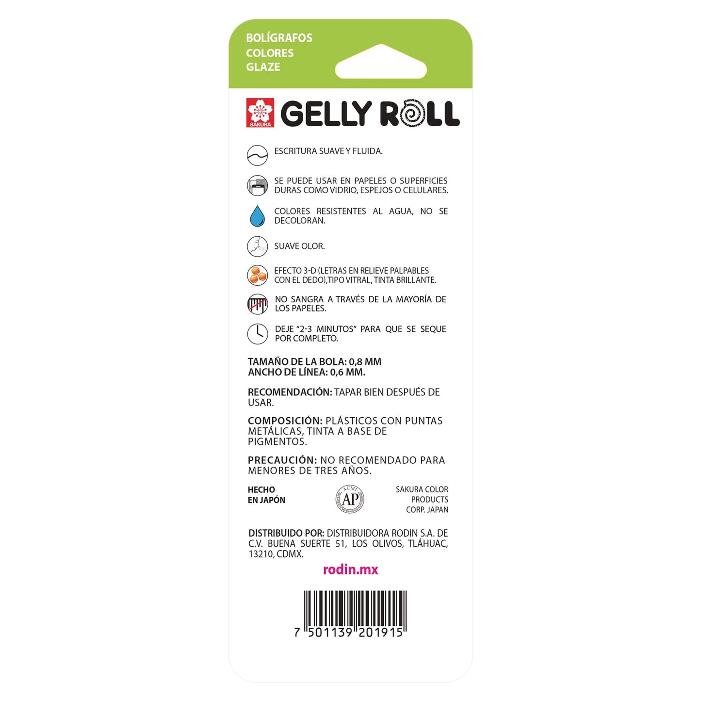 BOLIGRAFO SAKURA GELLY ROLL BLISTER X 3 PIEZAS GLAZE 28921