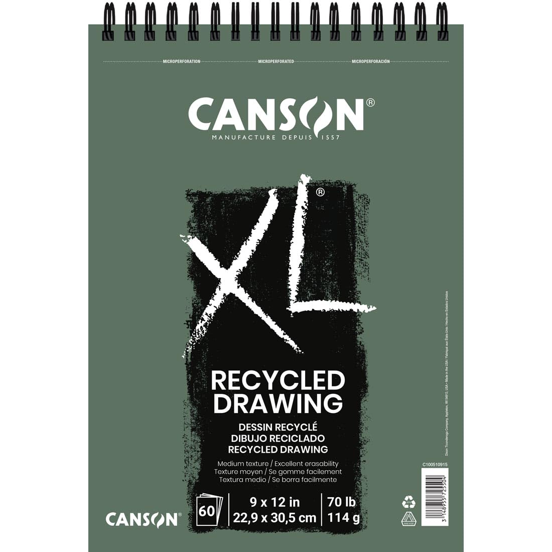 ALBUN CANSON XL DRAWING RECYCLED 22.5X30.5CM  60HJ 114G 57511