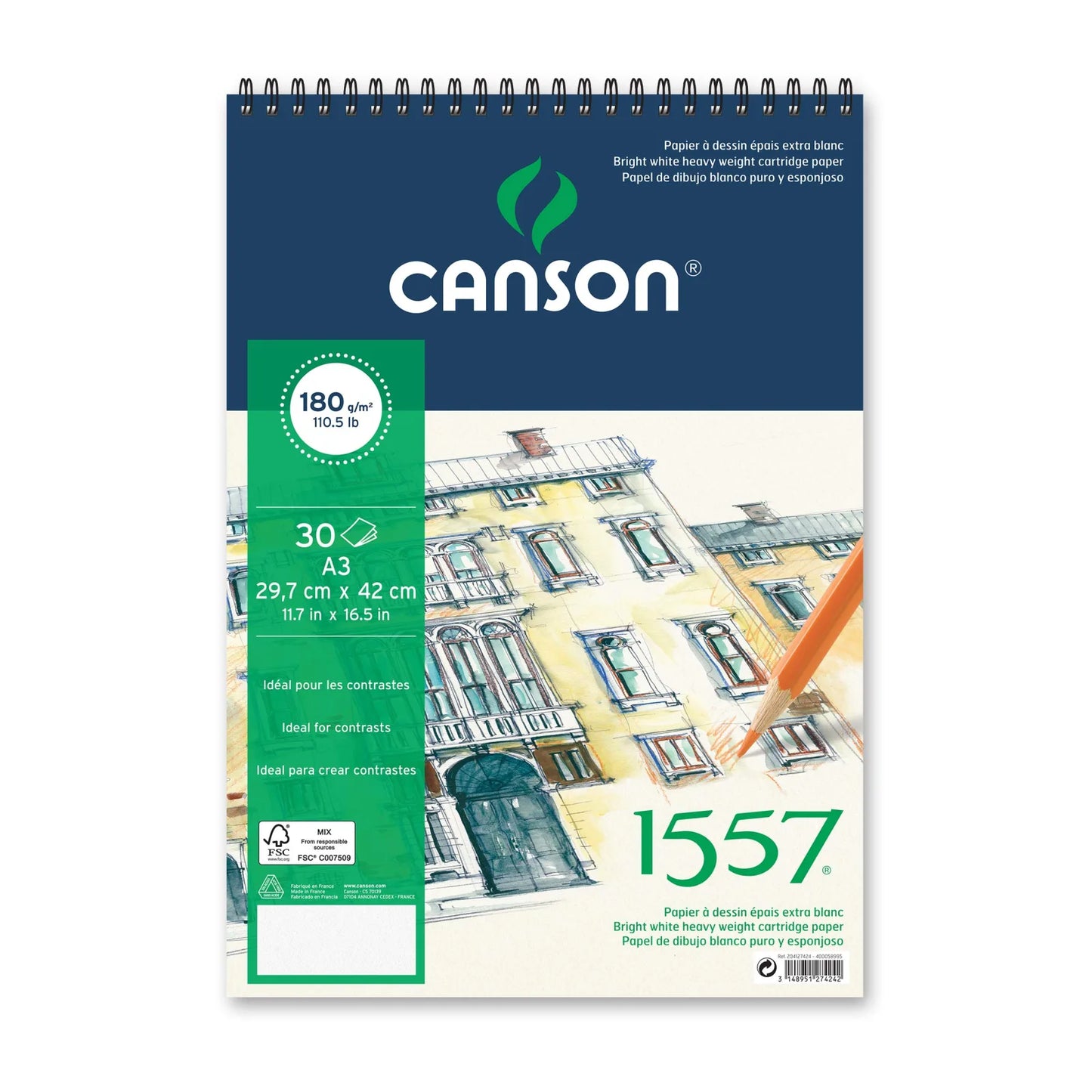 ALBUN CANSON 1557 DRAWING A3 29.7X43.7 24HJ 180G 62531