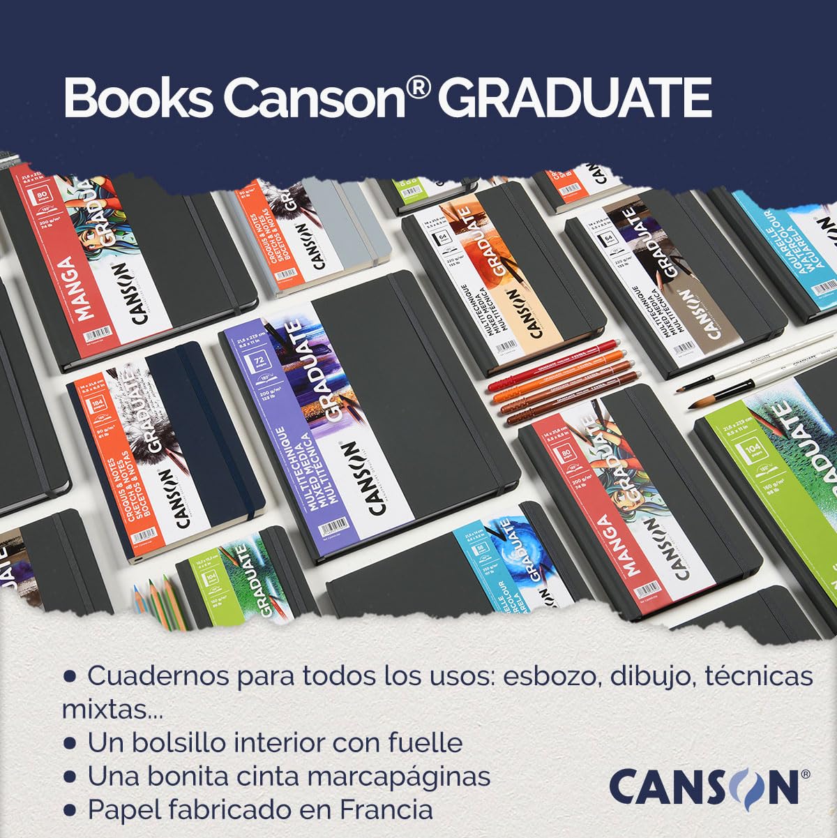 BLOCK CANSON GRADUATE MANGA 14X21.6CM.200GR. 80HJ PAPEL BCO. LISO Y GRUESO 73721