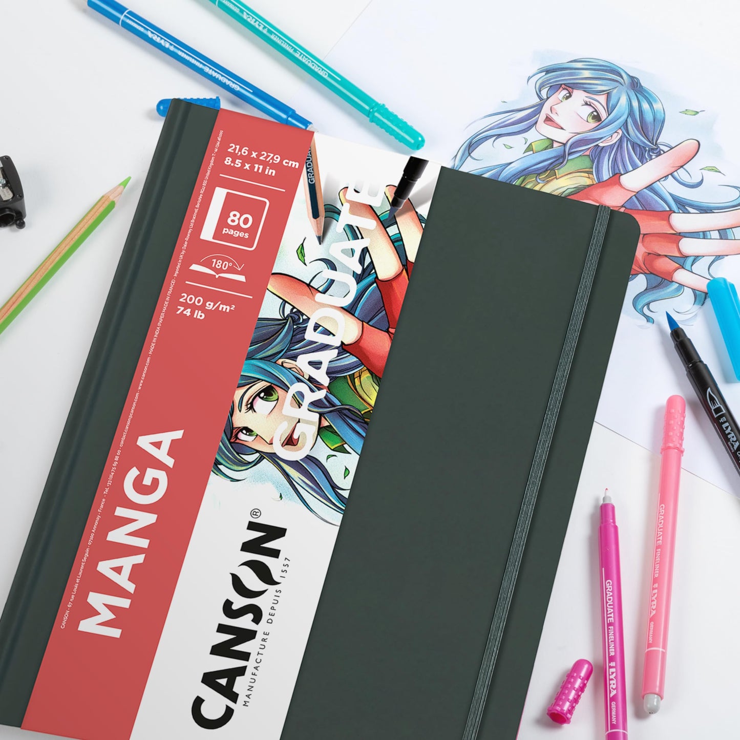 BLOCK CANSON GRADUATE MANGA 14X21.6CM.200GR. 80HJ PAPEL BCO. LISO Y GRUESO 73721