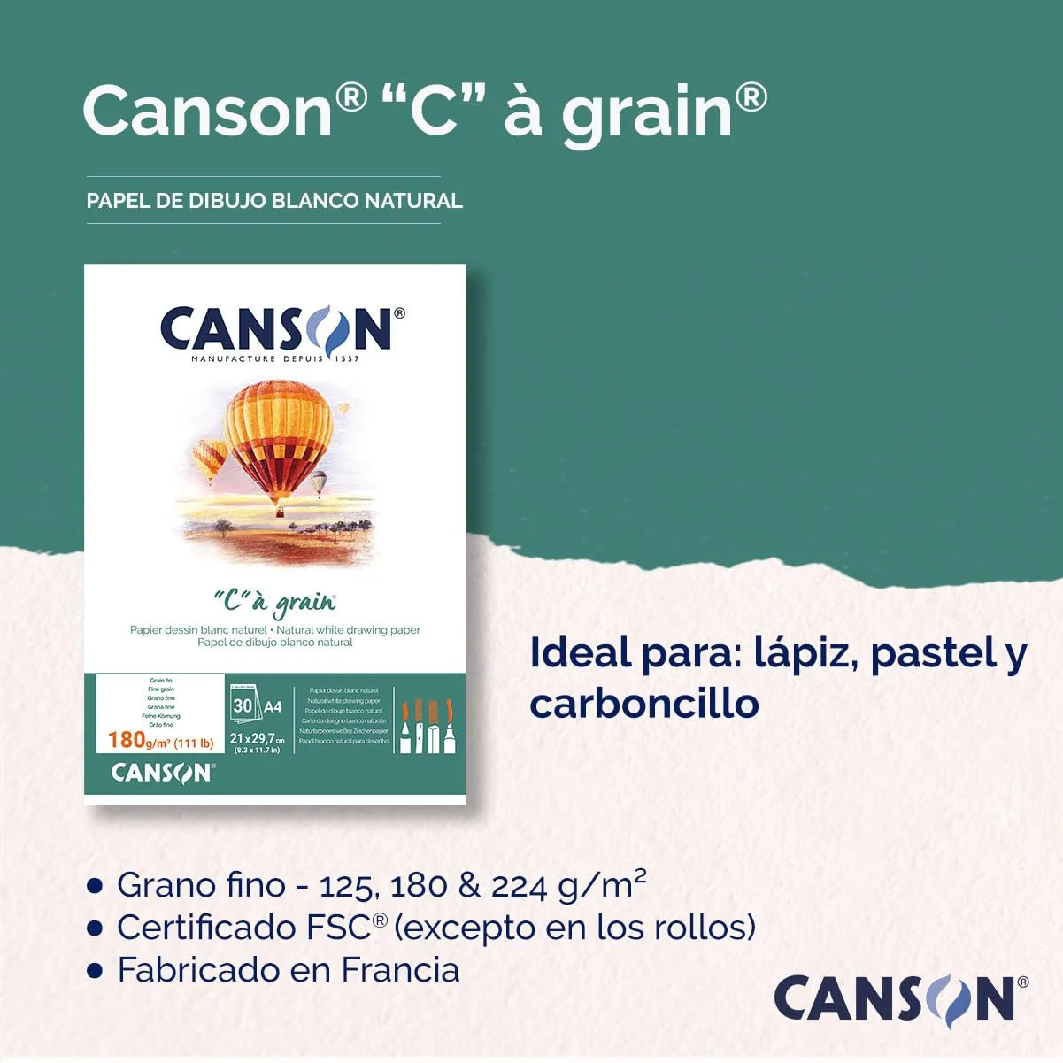 ALBUN CANSON CA GRAIN A4 21X31.4 30HJ 180G 62961