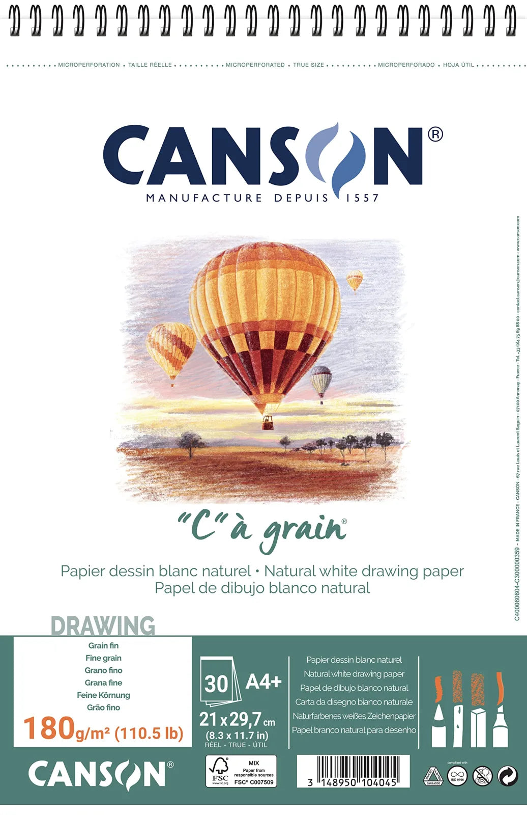 ALBUN CANSON CA GRAIN A4 21X31.4 30HJ 180G 62961