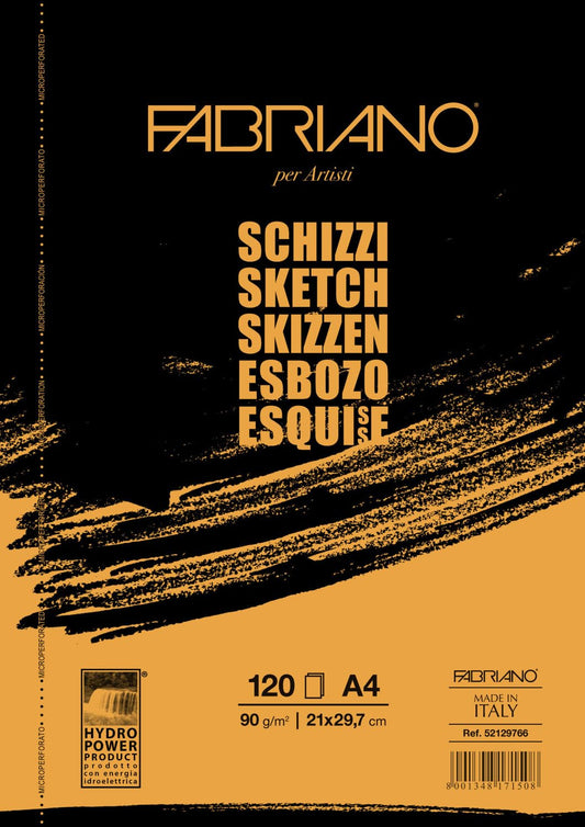 BLOCK FABRIANO SCHIZZI A4 21X29.7CM 120H 90GR 559297