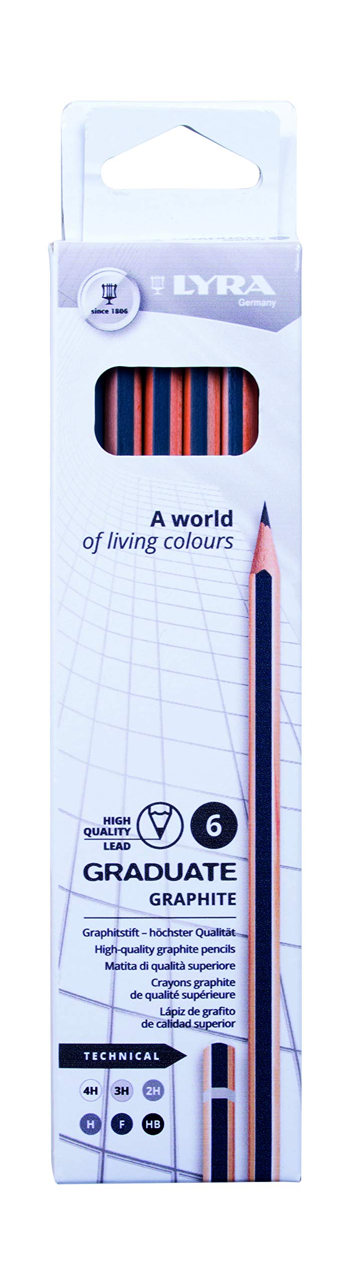 LAPICES LYRA GRADUATE GRAFITO X 6 (4H,3H,2H,H,F,HB) 76088