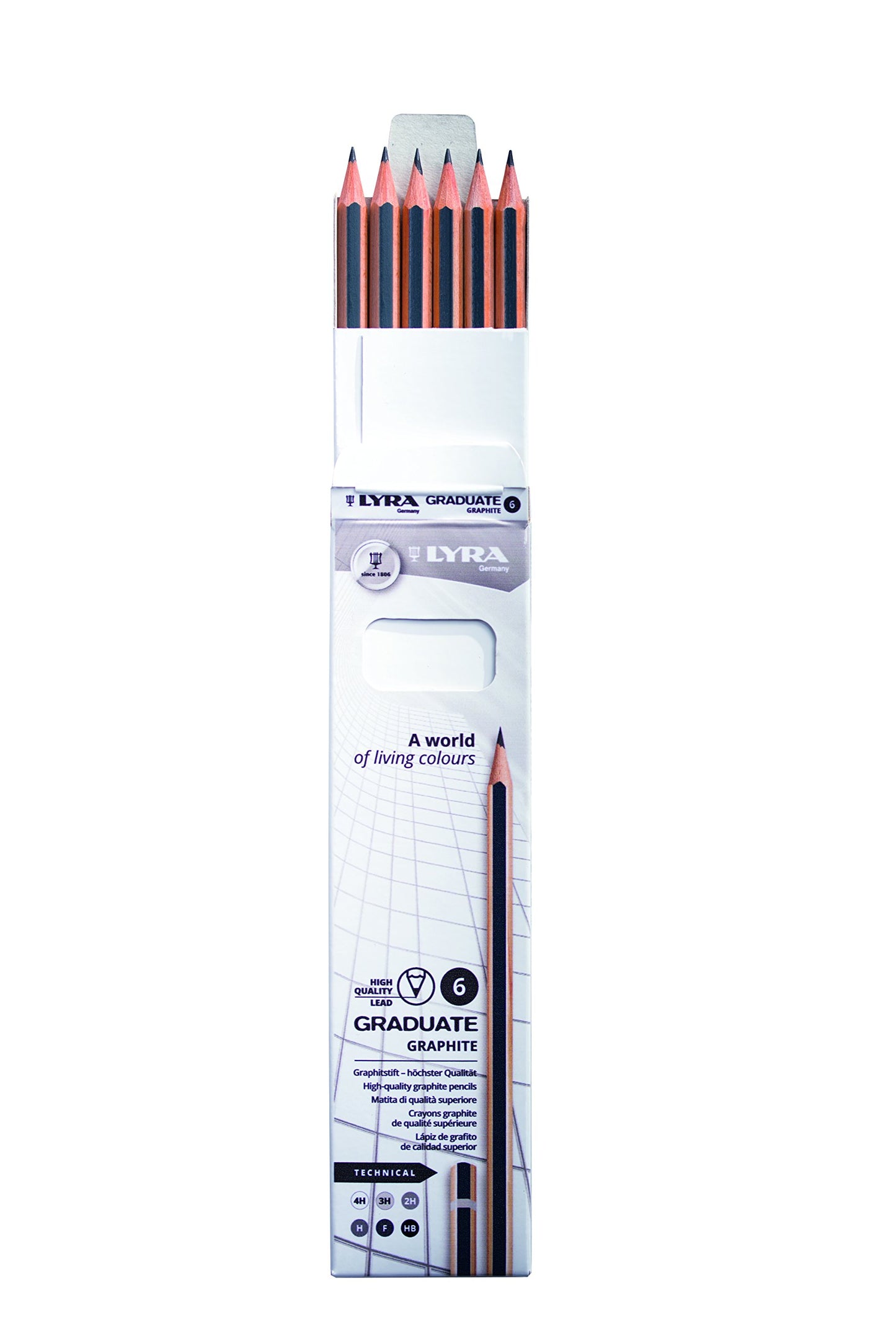 LAPICES LYRA GRADUATE GRAFITO X 6 (4H,3H,2H,H,F,HB) 76088