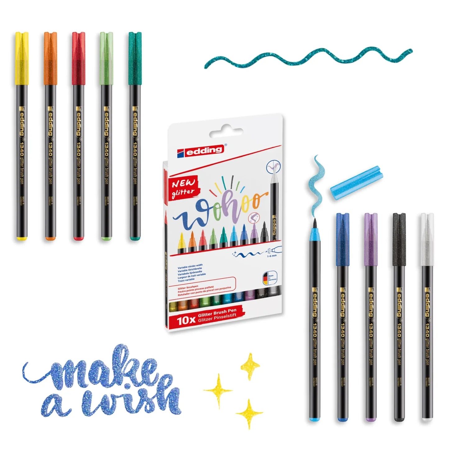 ROTULADOR EDDING BRUSHPEN P.PINCEL FLEX X 10 GLITTER 61-E-134010-GLI