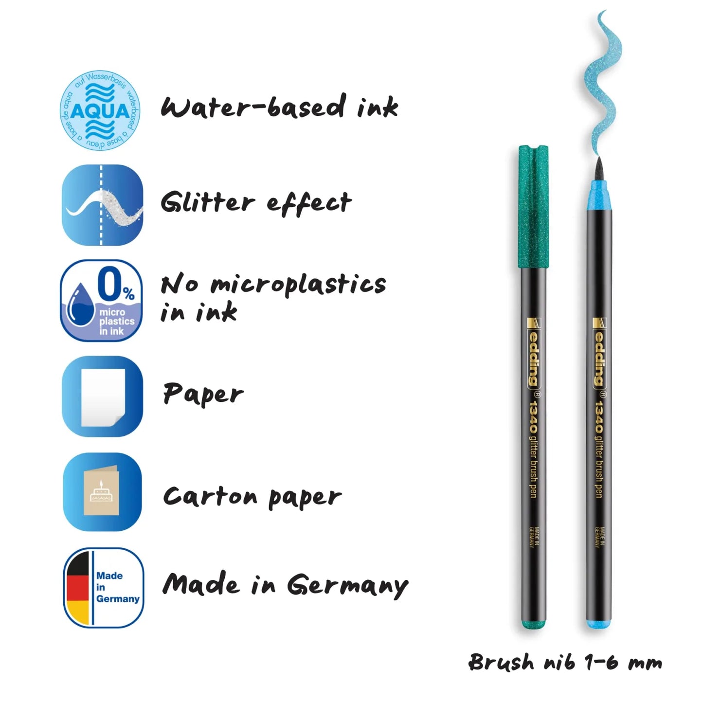 ROTULADOR EDDING BRUSHPEN P.PINCEL FLEX X 10 GLITTER 61-E-134010-GLI