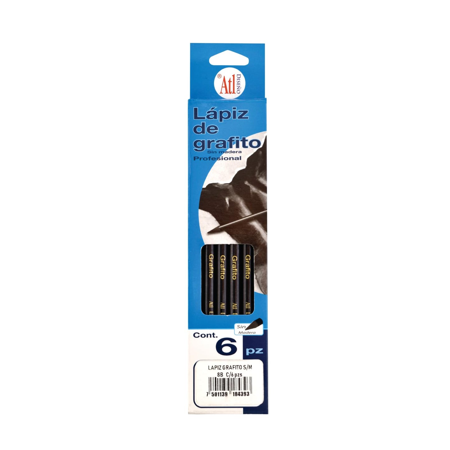 LAPIZ GRAFITO ATL SIN MADERA X6 8B 19627