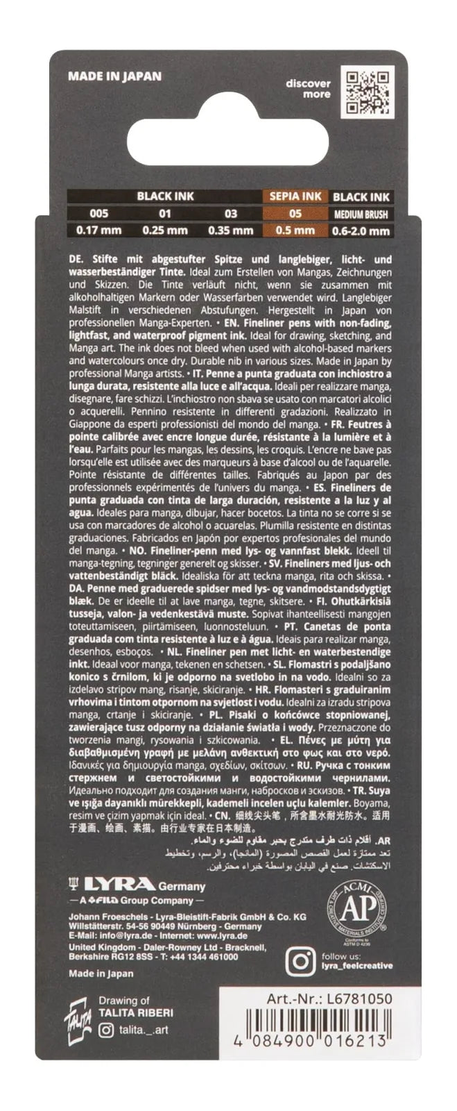 ESTILOGRAFOS LYRA GRADUATE MANGA X 5 TINTA NEGRA 76086