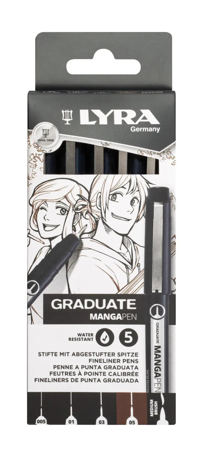 ESTILOGRAFOS LYRA GRADUATE MANGA X 5 TINTA NEGRA 76086