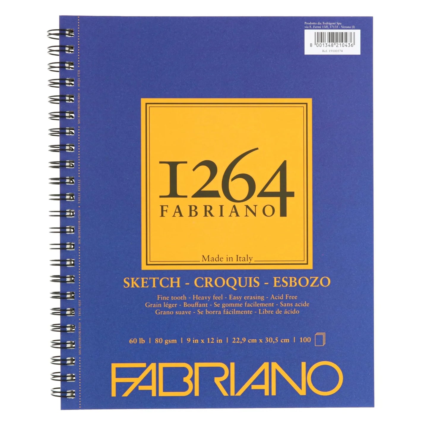 BLOCK FABRIANO 1264 SKETCH ESPIRAL 100H 9X12 G80 557574