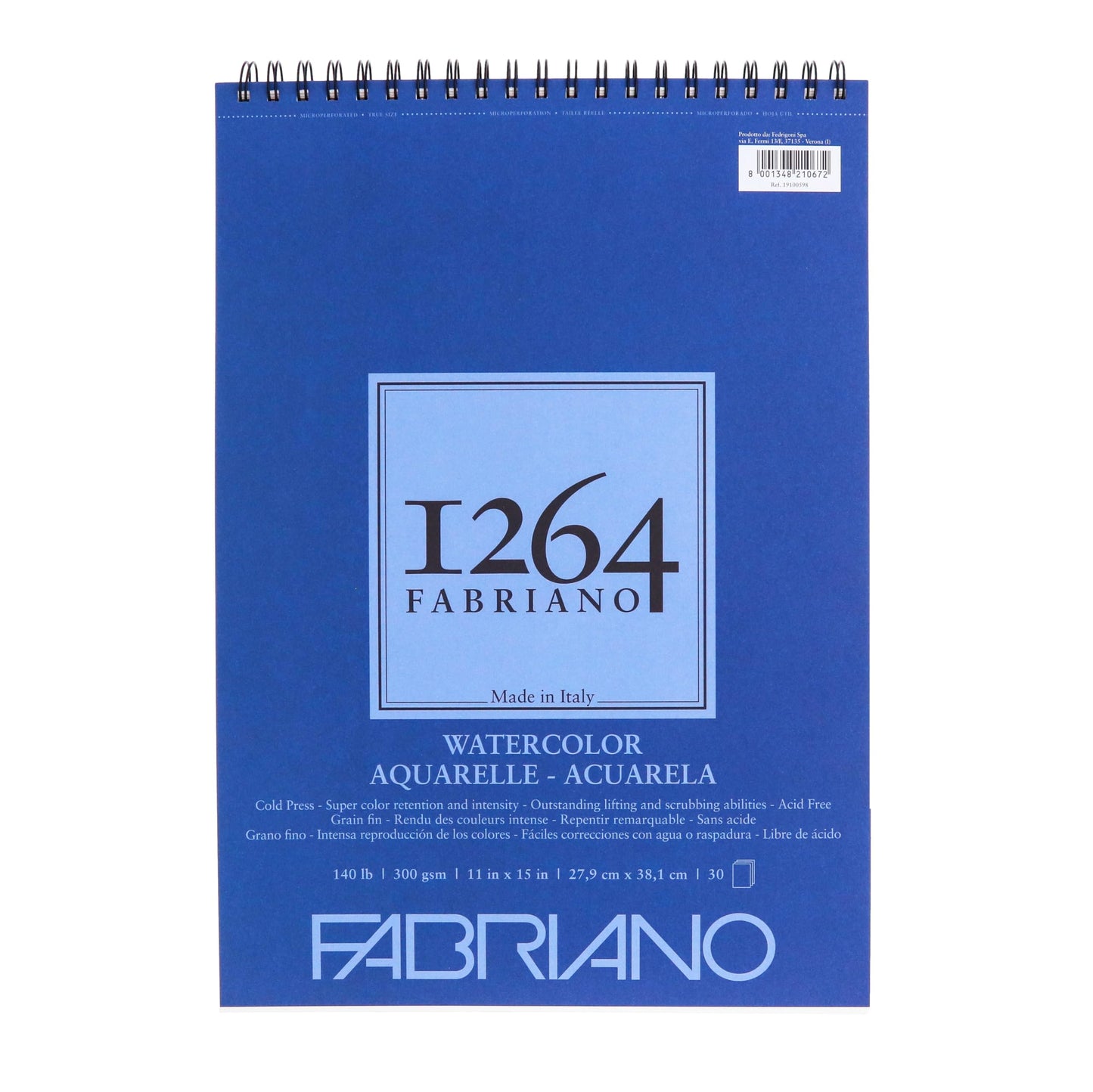 BLOCK FABRIANO 1264 WATERCOLOR ESPIRAL 30H 11X15 G300 557598