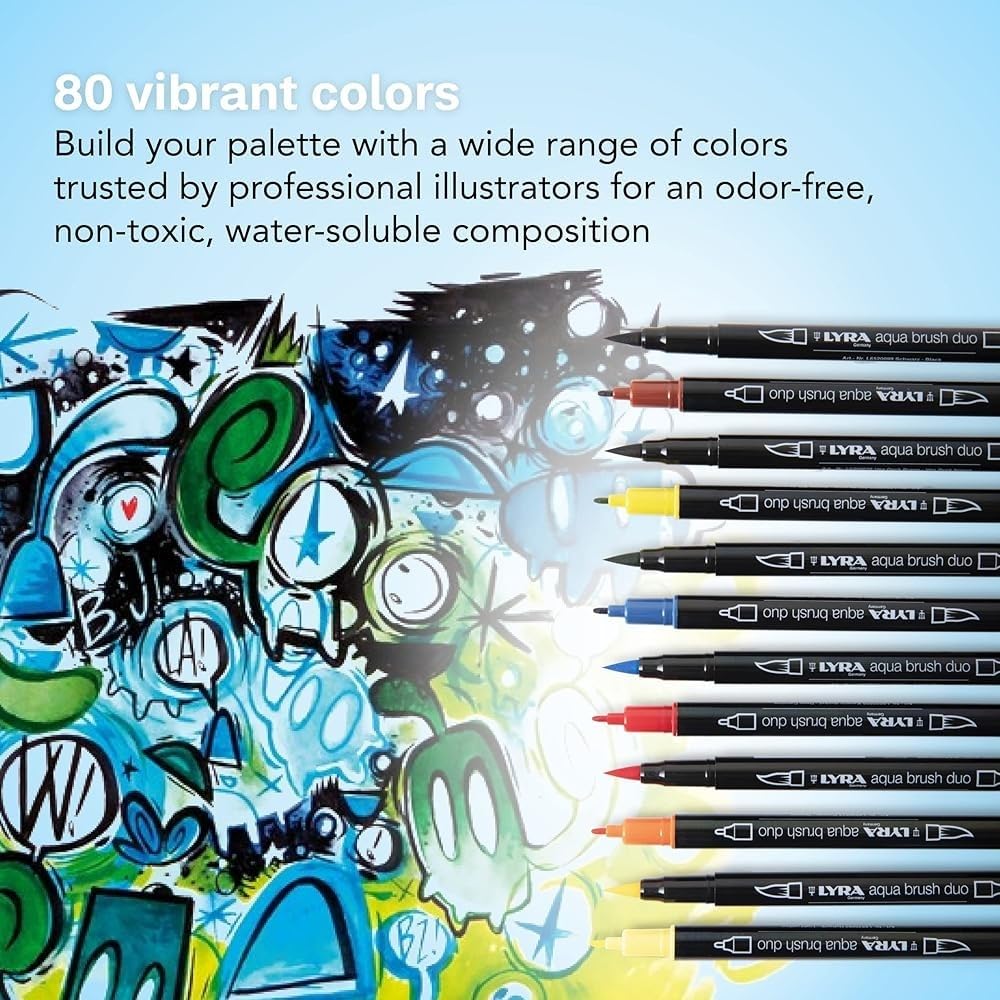 MARCADOR AQUA BRUSH DUO LYRA 24 PZ DOBLE PUNTA 56461