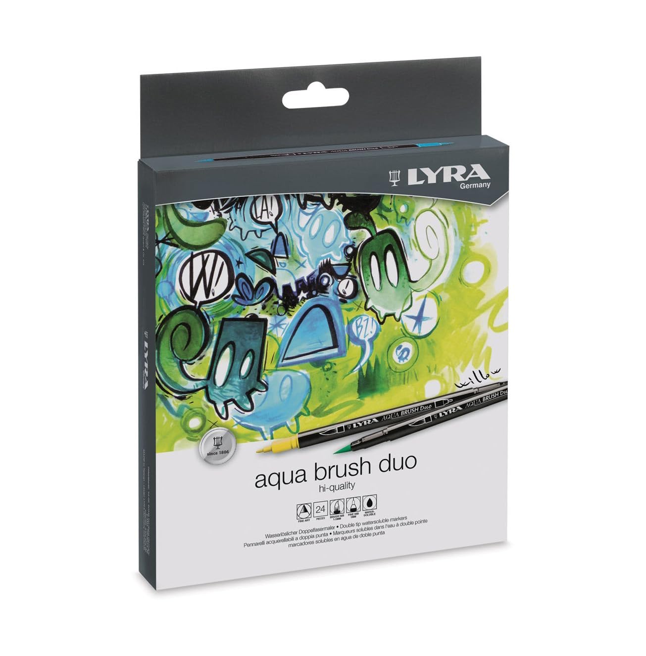 MARCADOR AQUA BRUSH DUO LYRA 24 PZ DOBLE PUNTA 56461