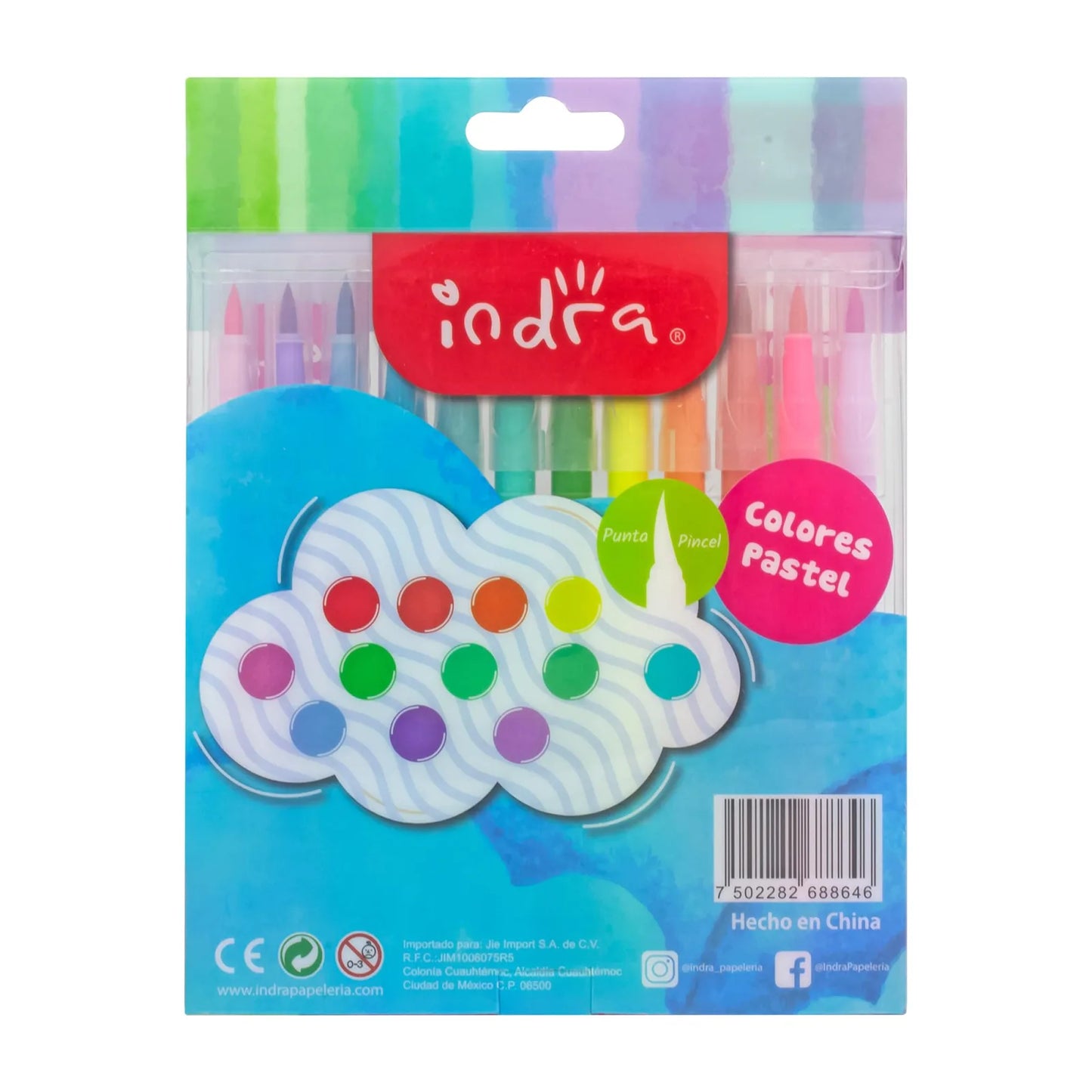 MARCADOR INDRA LETTER BRUSH PASTEL PUNTA PINCEL SET 12  IND-0443