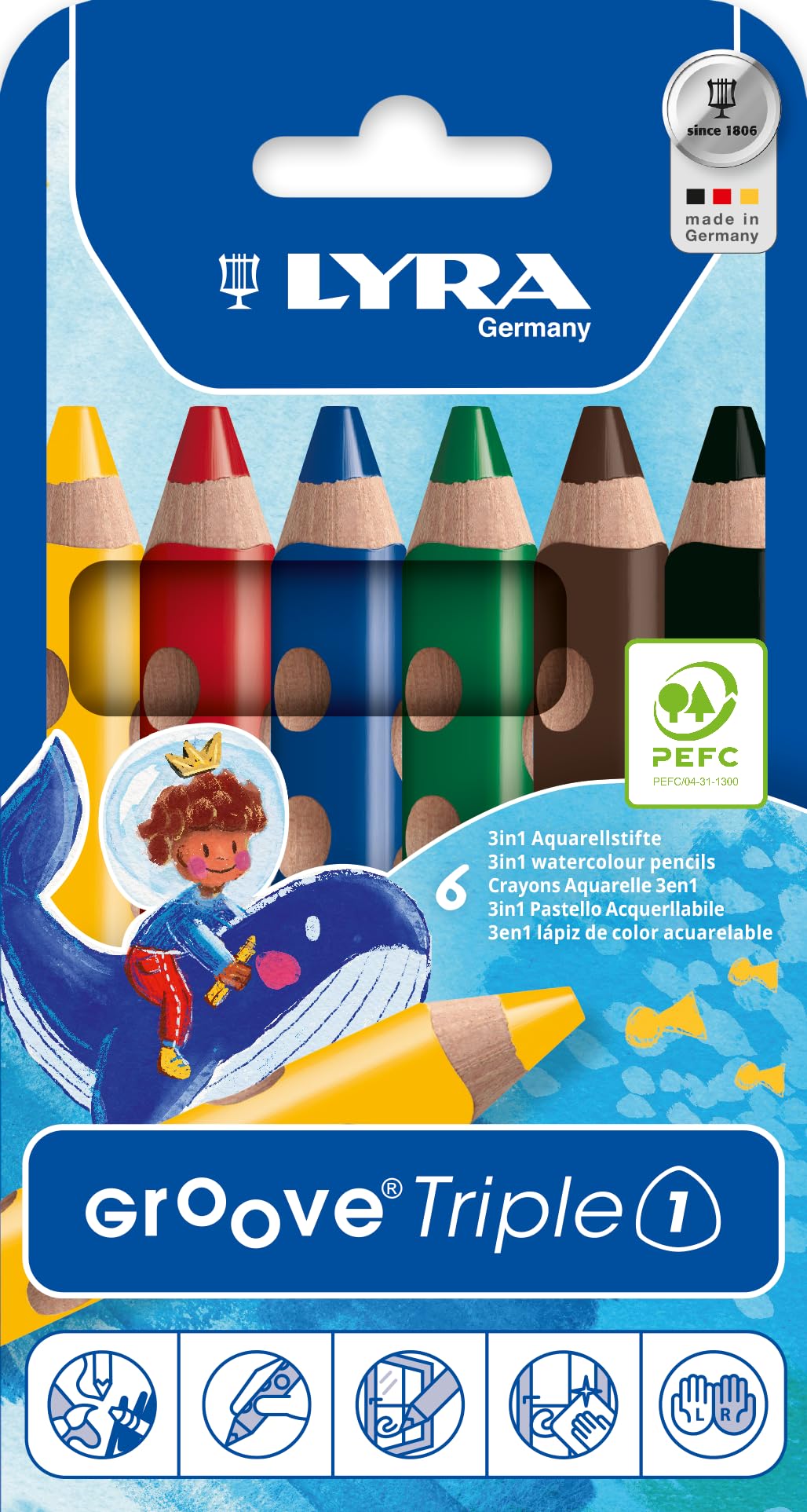 LAPICES DE COLOR LYRA GROOVE 3 EN 1 X 6 56454
