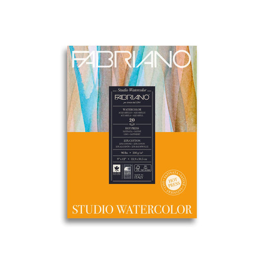 BLOCK FABRIANO WATERCOLOUR HOT PRESSED 20H 22.9x30.5CM G200 558002