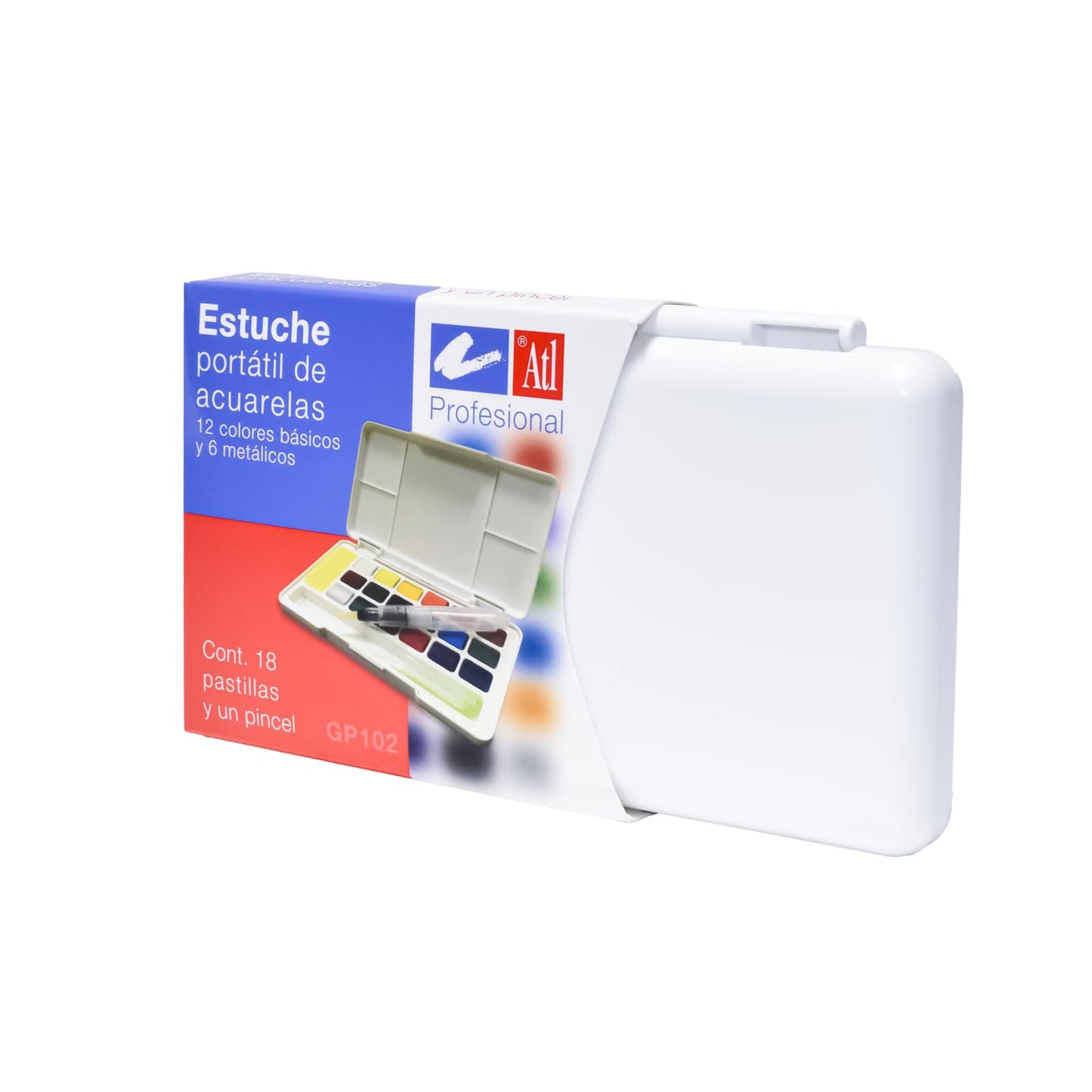 ACUARELA ATL PORTATIL CON 18 COLORES BASICOS + 6 METALICOS + 1 PINCEL GP102 30155